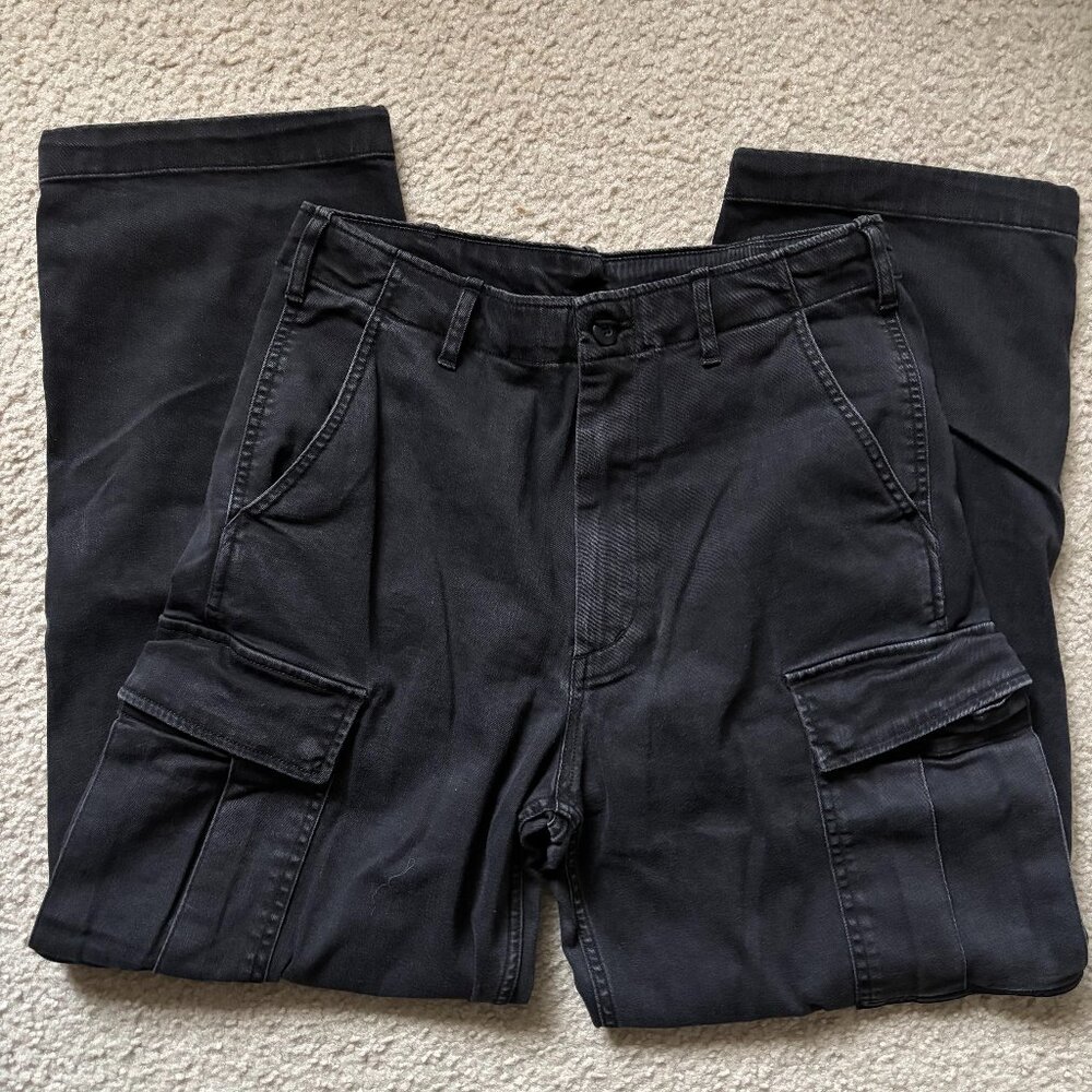 Uniqlo Wide Fit Denim Cargo Pants Black Dark Grey